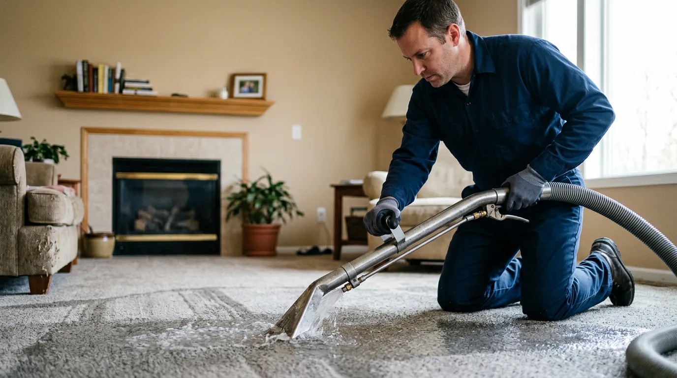 Water damage restoration technician working near Woodville, AL